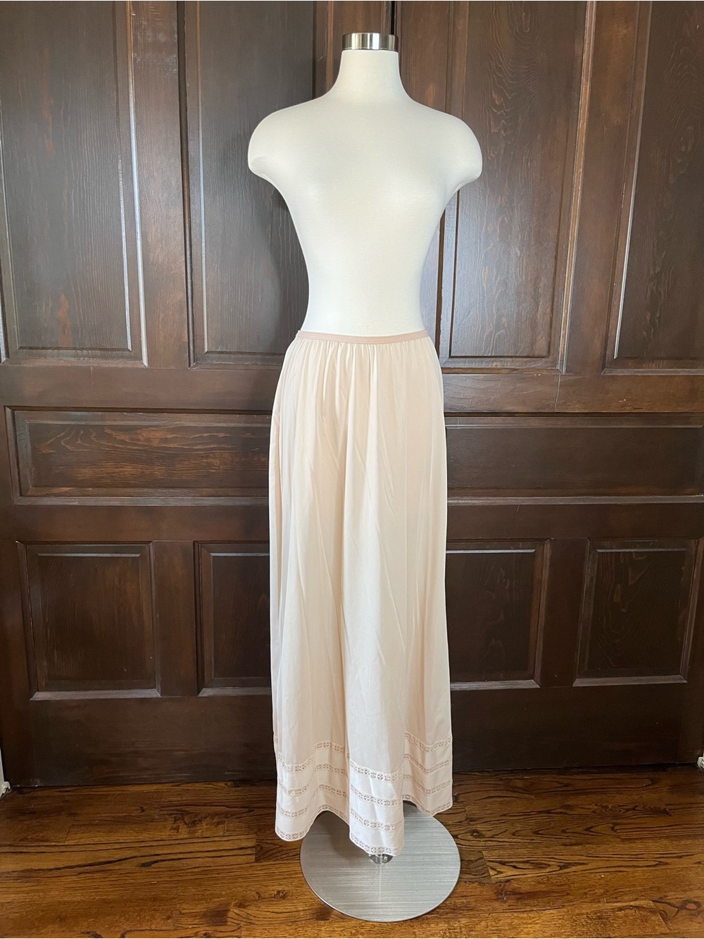 Gossard Artemis Long Half Slip Nylon Lingerie Beige Slit 9014 Women's Size L USA